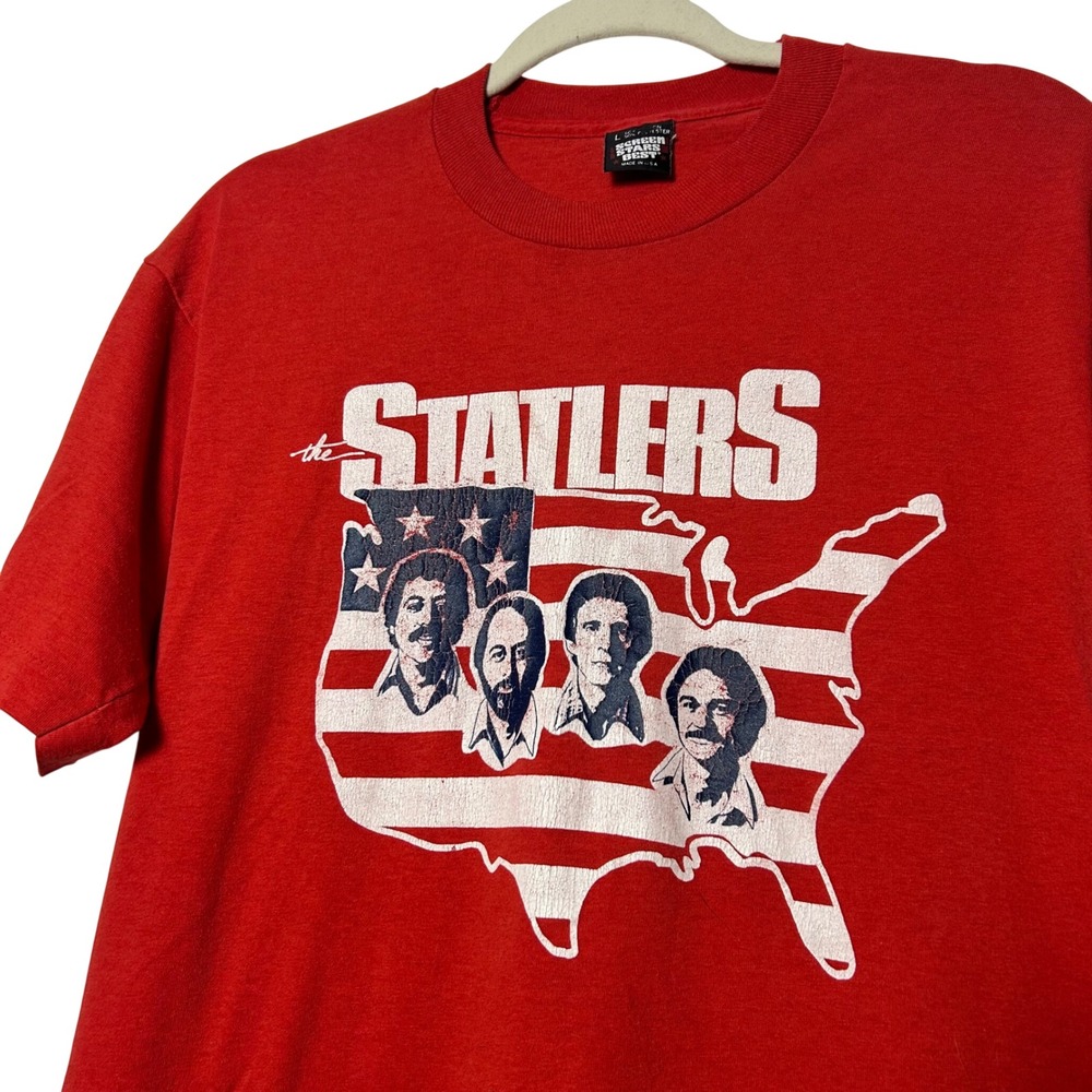 Vintage‎ 80s 90s Screen Stars The Statlers Band T-Shirt Red Single Stitch